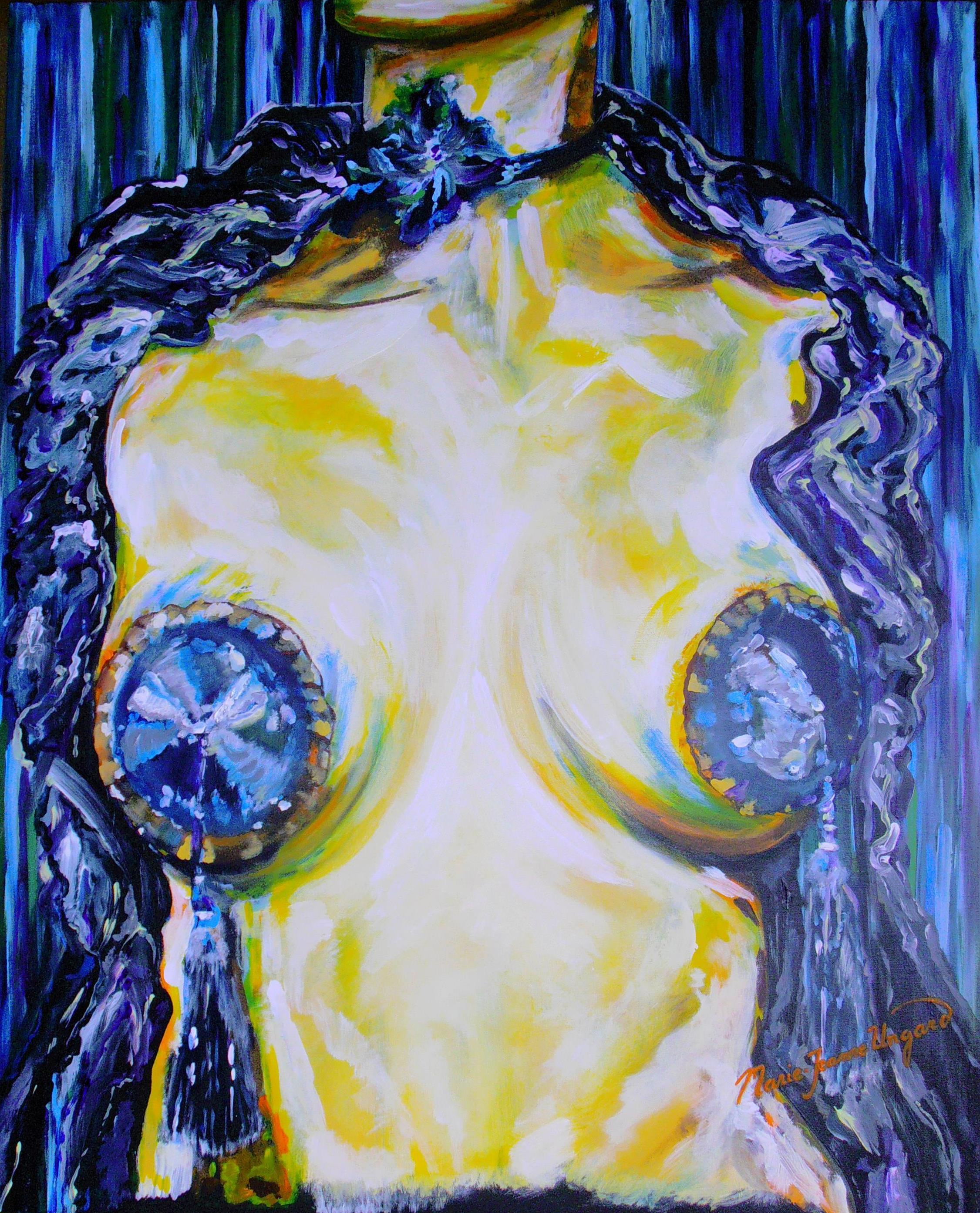 N° 711- L'EFFEUILLEUSE - 100X81cm - Acrylique - Marie-Jeanne UNGARO - Copyright Control © Tous Droits Réservés -