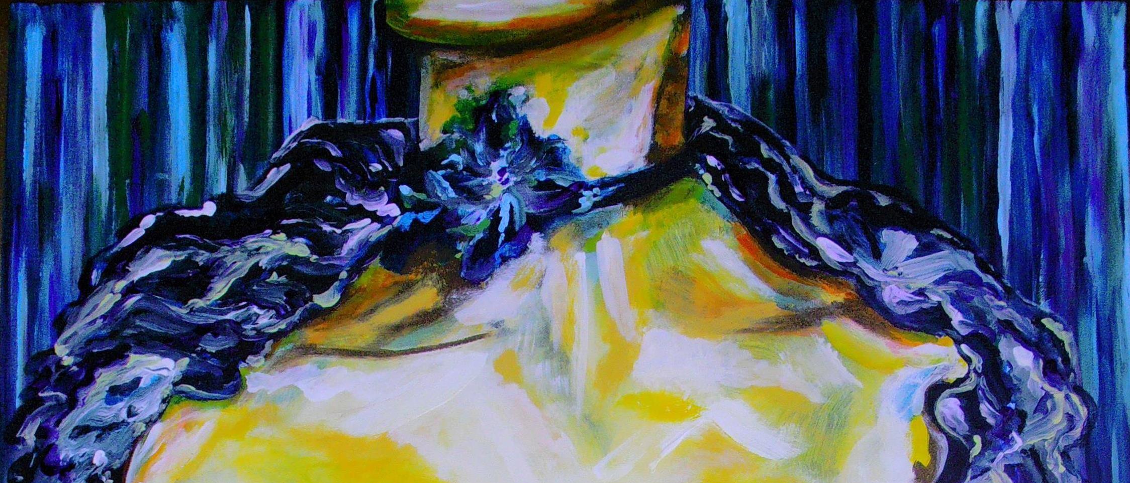 N° 711- L'EFFEUILLEUSE - 100X81cm - Acrylique - Marie-Jeanne UNGARO - Copyright Control © Tous Droits Réservés -