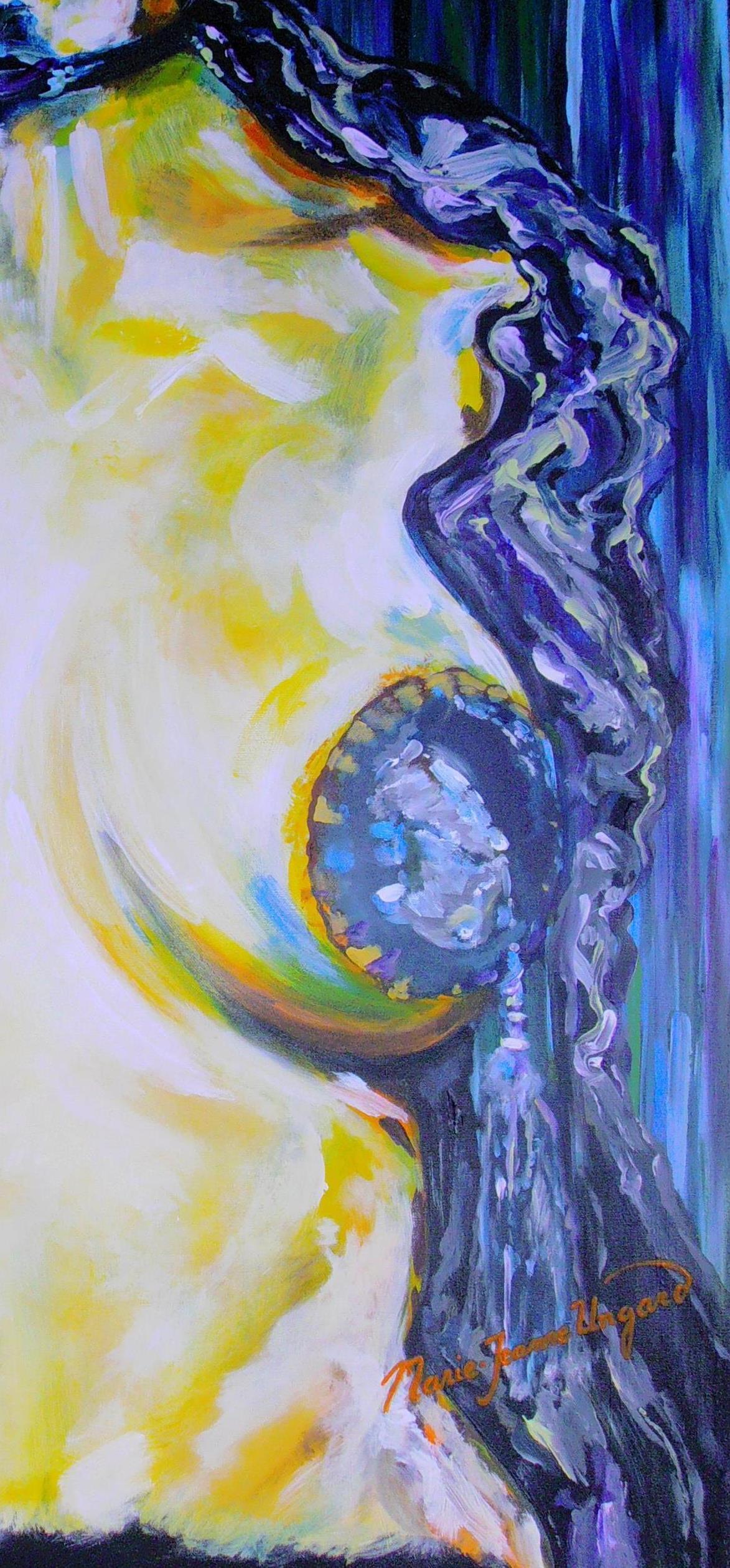 N° 711- L'EFFEUILLEUSE - 100X81cm - Acrylique - Marie-Jeanne UNGARO - Copyright Control © Tous Droits Réservés -